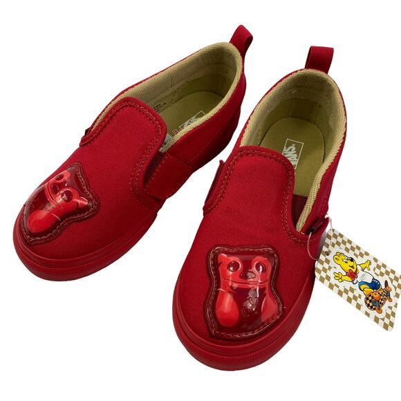 VANS Haribo 3D Gummy Bears Slip On Sneakers‎ Shoes Kids Toddler Size 10 Red NWT - Picture 1 of 11